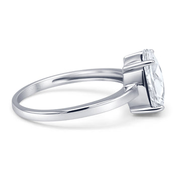 Solitaire Engagement Ring Oval Simulated Cubic Zirconia 925 Sterling Silver